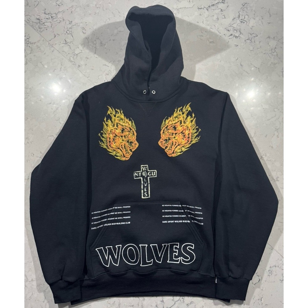 Darc Sport Hoodie Mens Large Black Russell Athletic Wolves NFGU Graphic Gym L